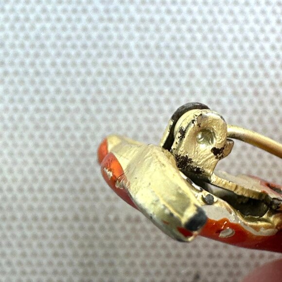 Vintage Enameled Dachshund Dog Pin Brooch 1.25" Gold-Tone Red & Black Accent - Picture 4 of 7